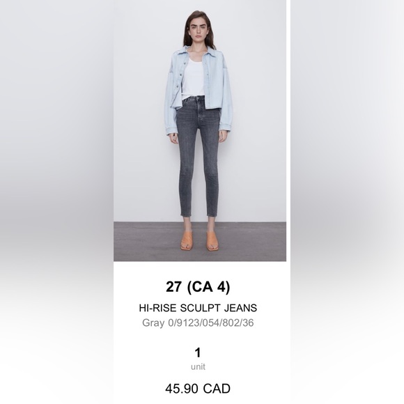 Zara high rise sculpt grey skinny jeans - Picture 1 of 1